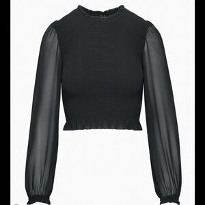 Aritzia Black Tempest Long Sleeve Blouse